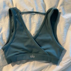 Teal blue Alo sports bra